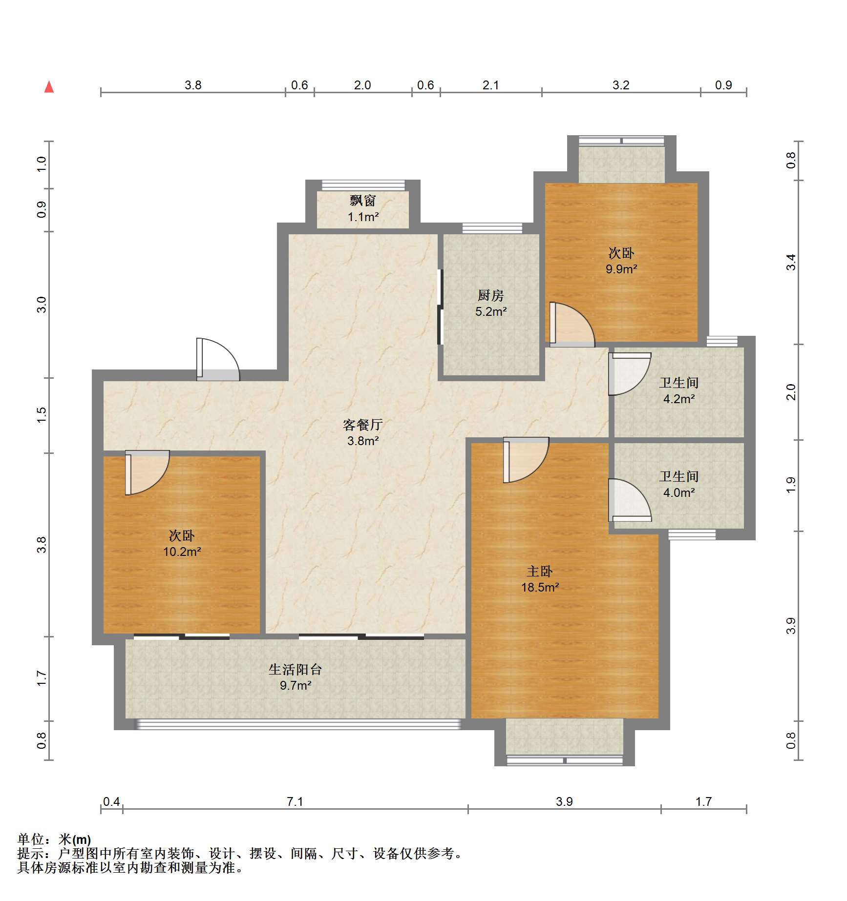 珑府 3室2厅2卫 126.9m&sup2;