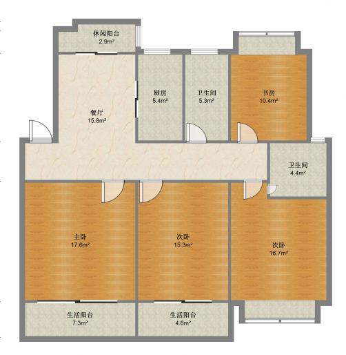 国城璟府 3室2厅2卫 127.91m²