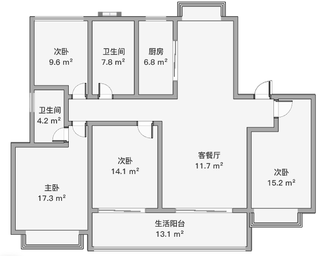 春风南岸东园 4室2厅2卫 136m&sup2;