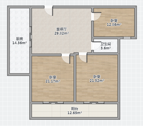 华强城 2室2厅1卫 87.00m&sup2;