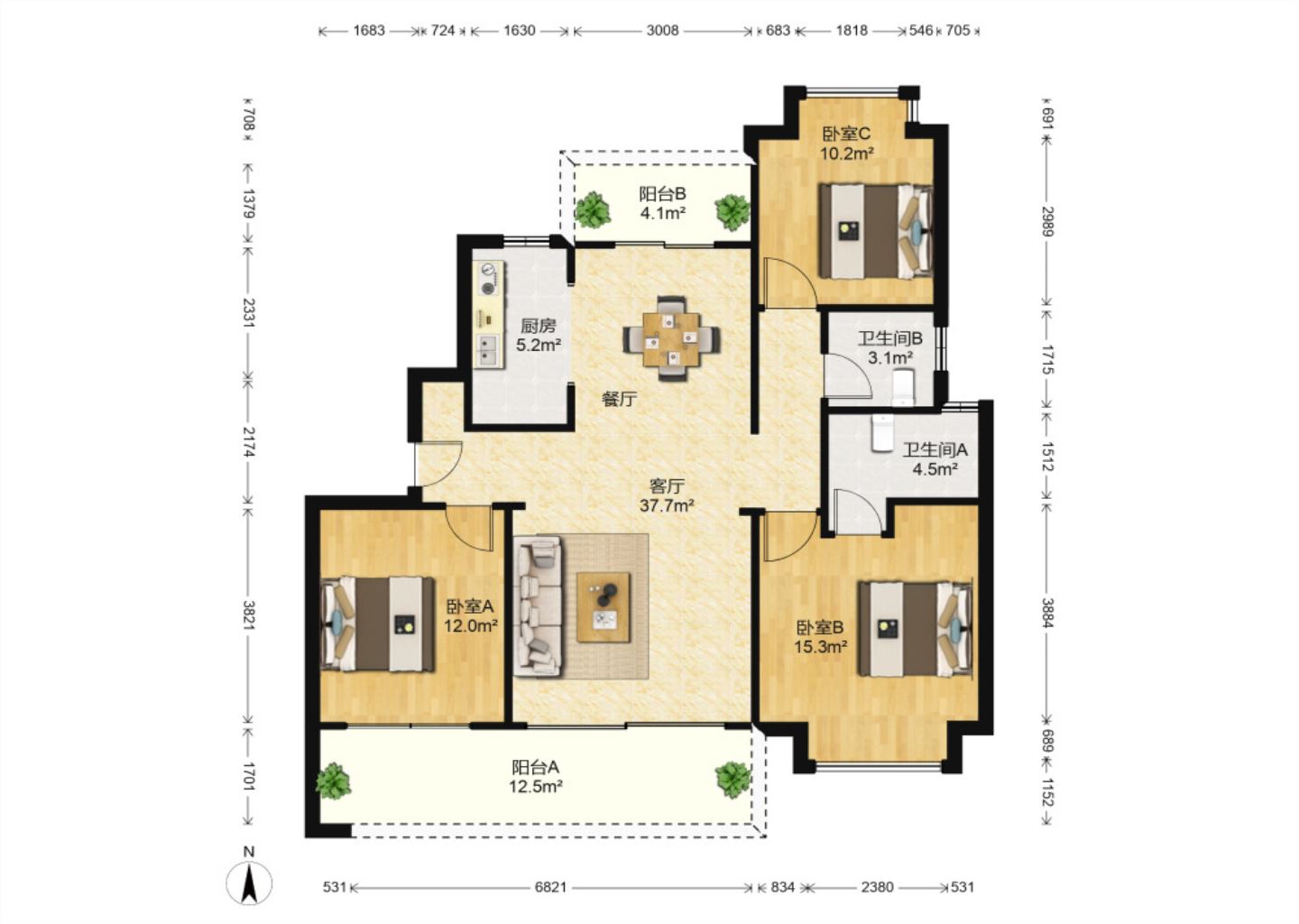 国城璟府 3室2厅2卫 130.6m&sup2;