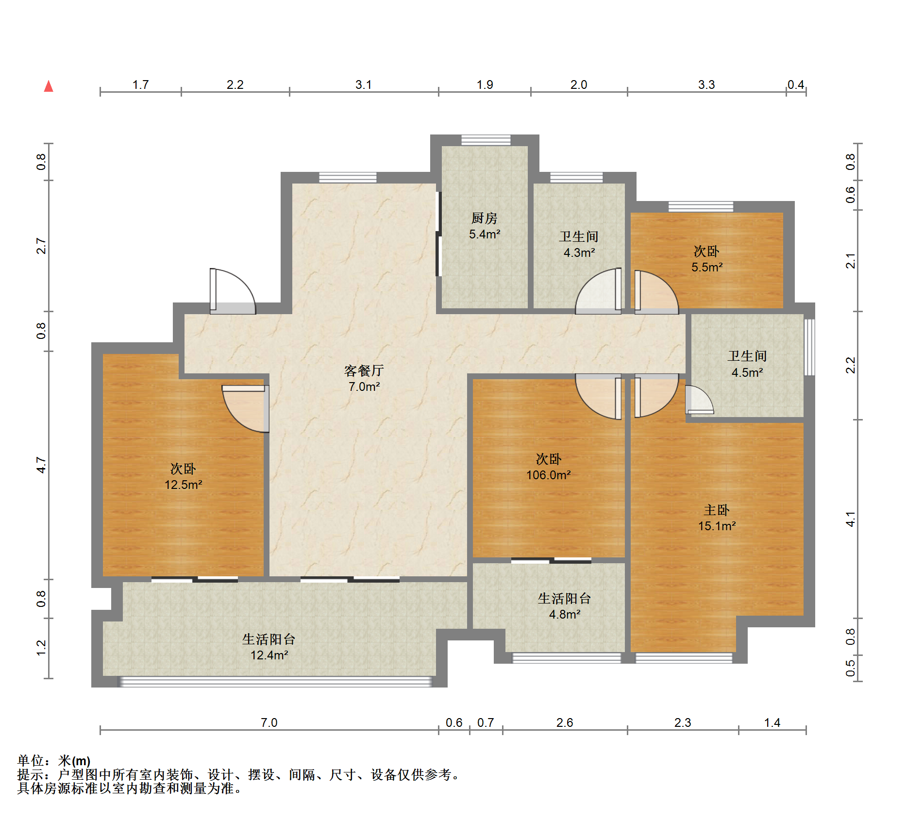 佳源都市 4室2厅2卫 128m&sup2;