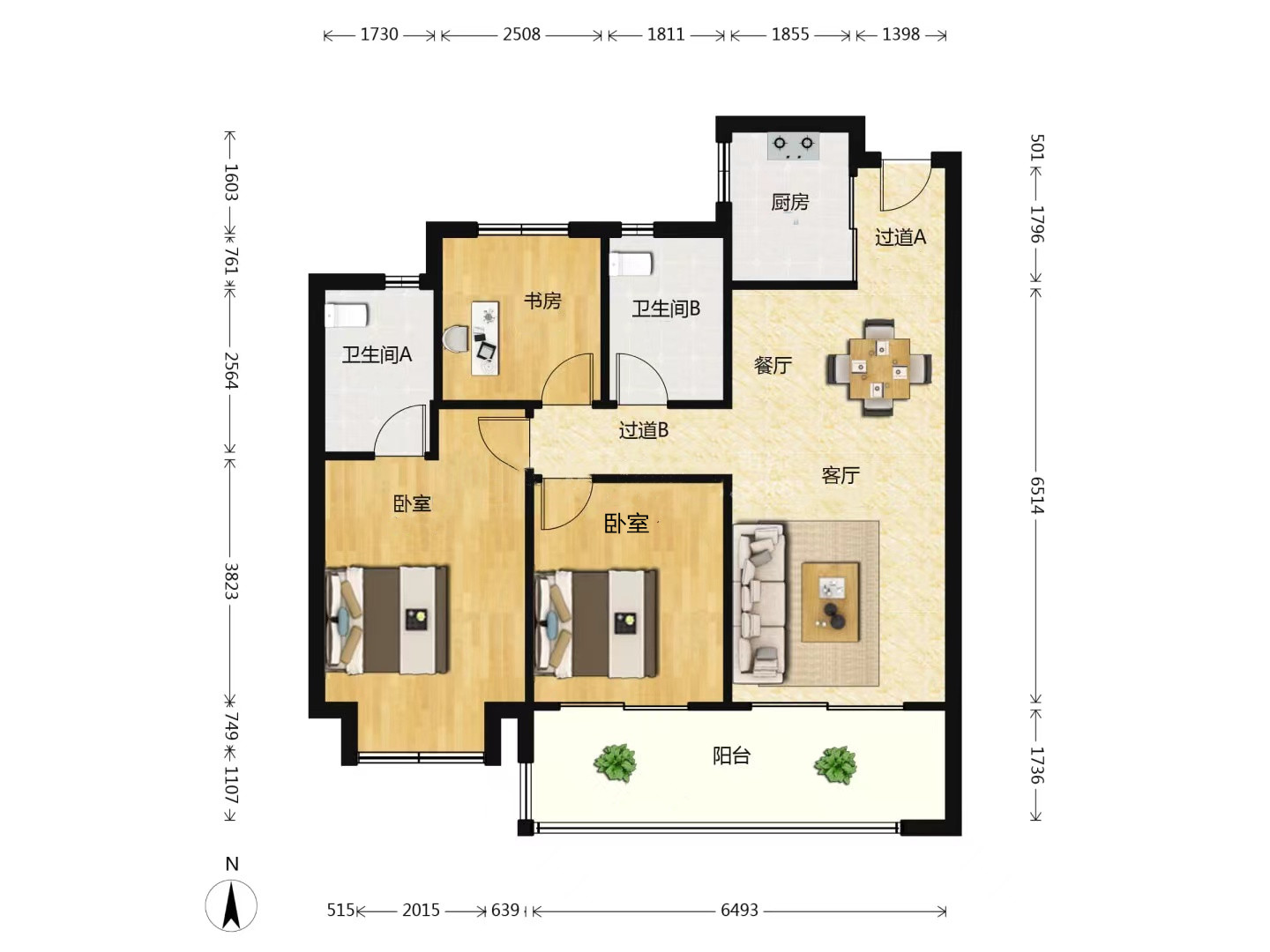 五龙云璟 3室2厅2卫 109m&sup2;