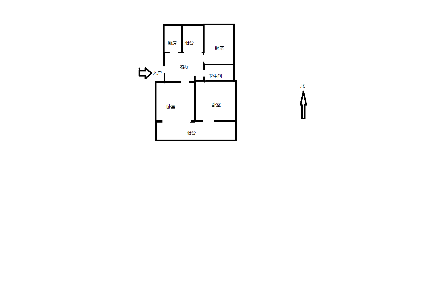 新建路新村(新建花苑) 3室1厅1卫 78.94m²