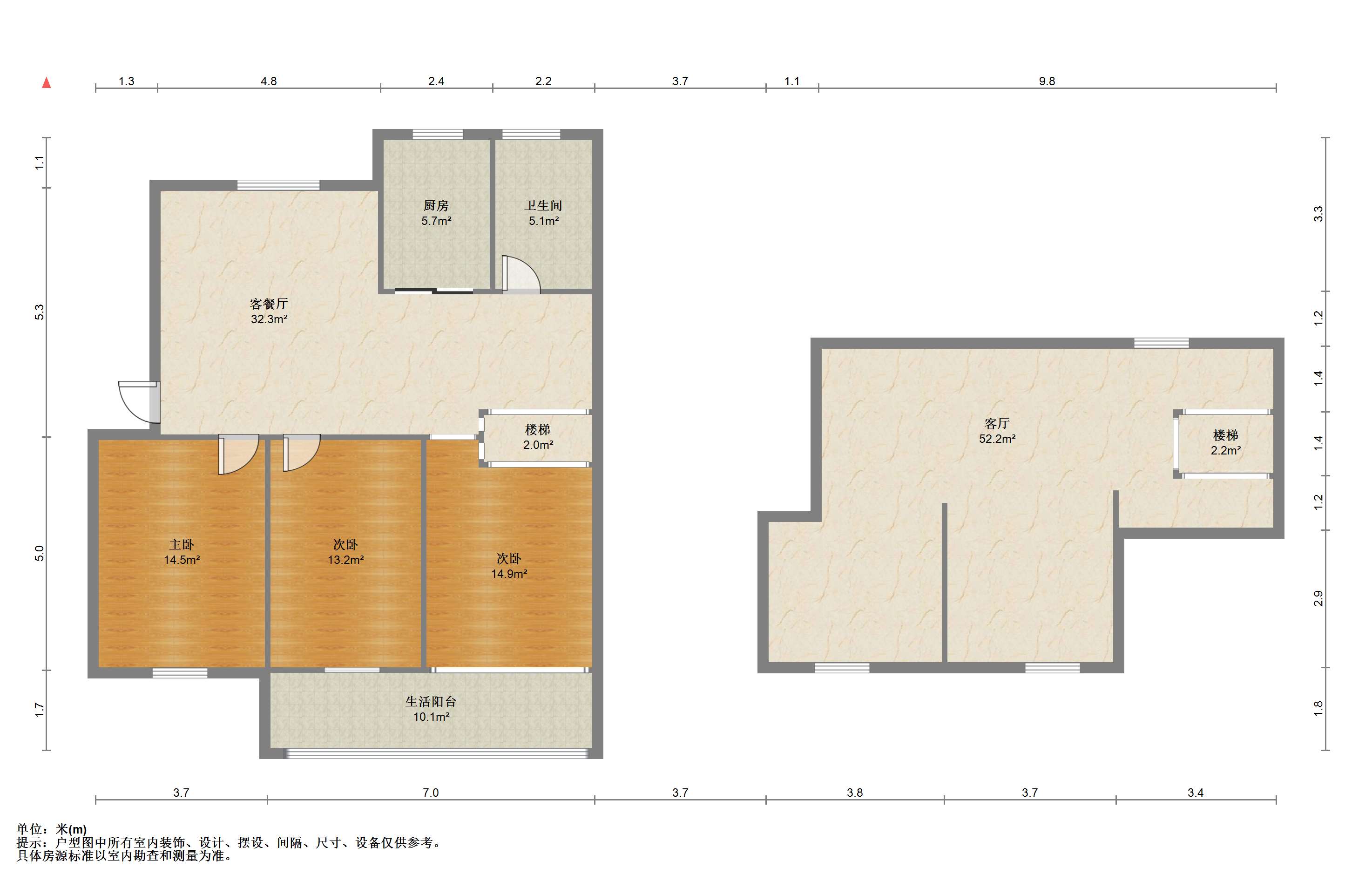 银花苑 3室1厅1卫 110m²