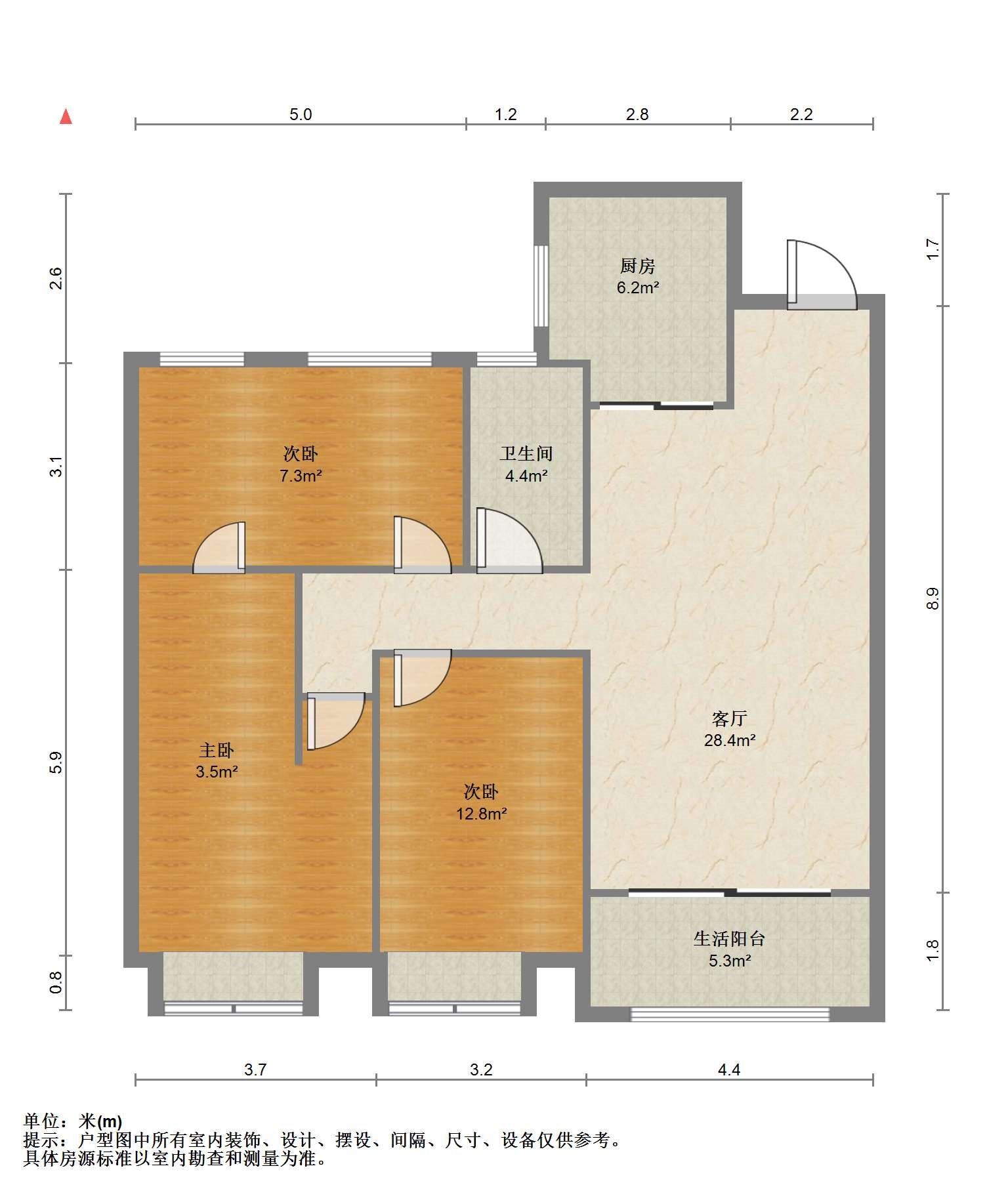 华润悦锦湾 3室1厅1卫 96.03m&sup2;