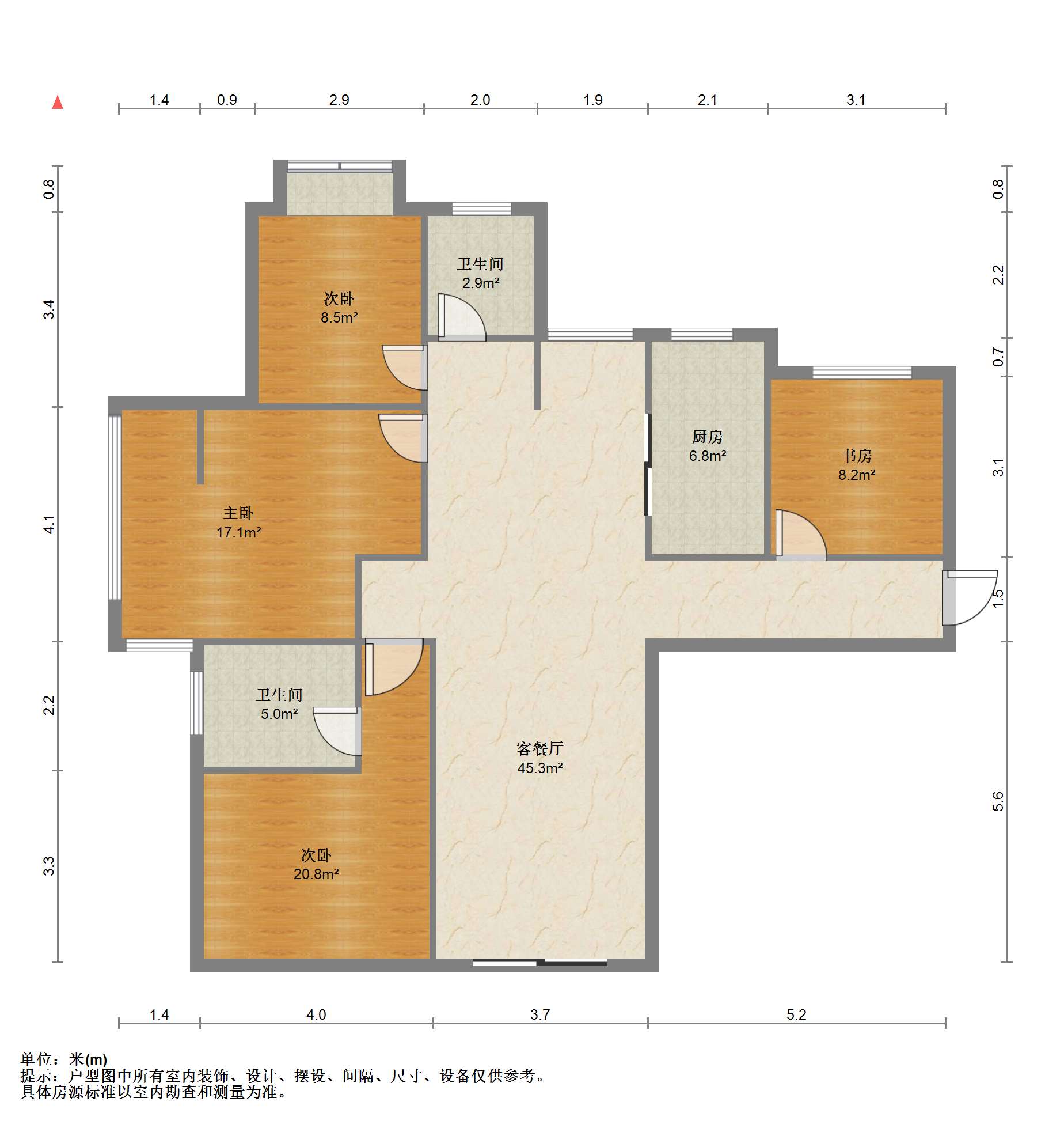 德诚&middot;翰景园 4室2厅2卫 136.27m&sup2;