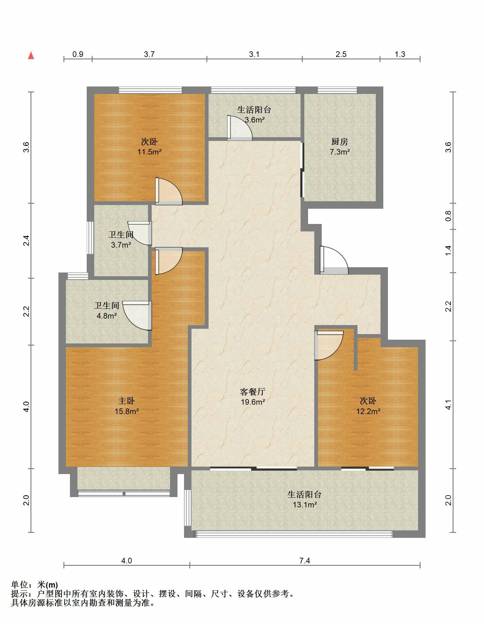 万濠山庄 3室2厅2卫 143m&sup2;