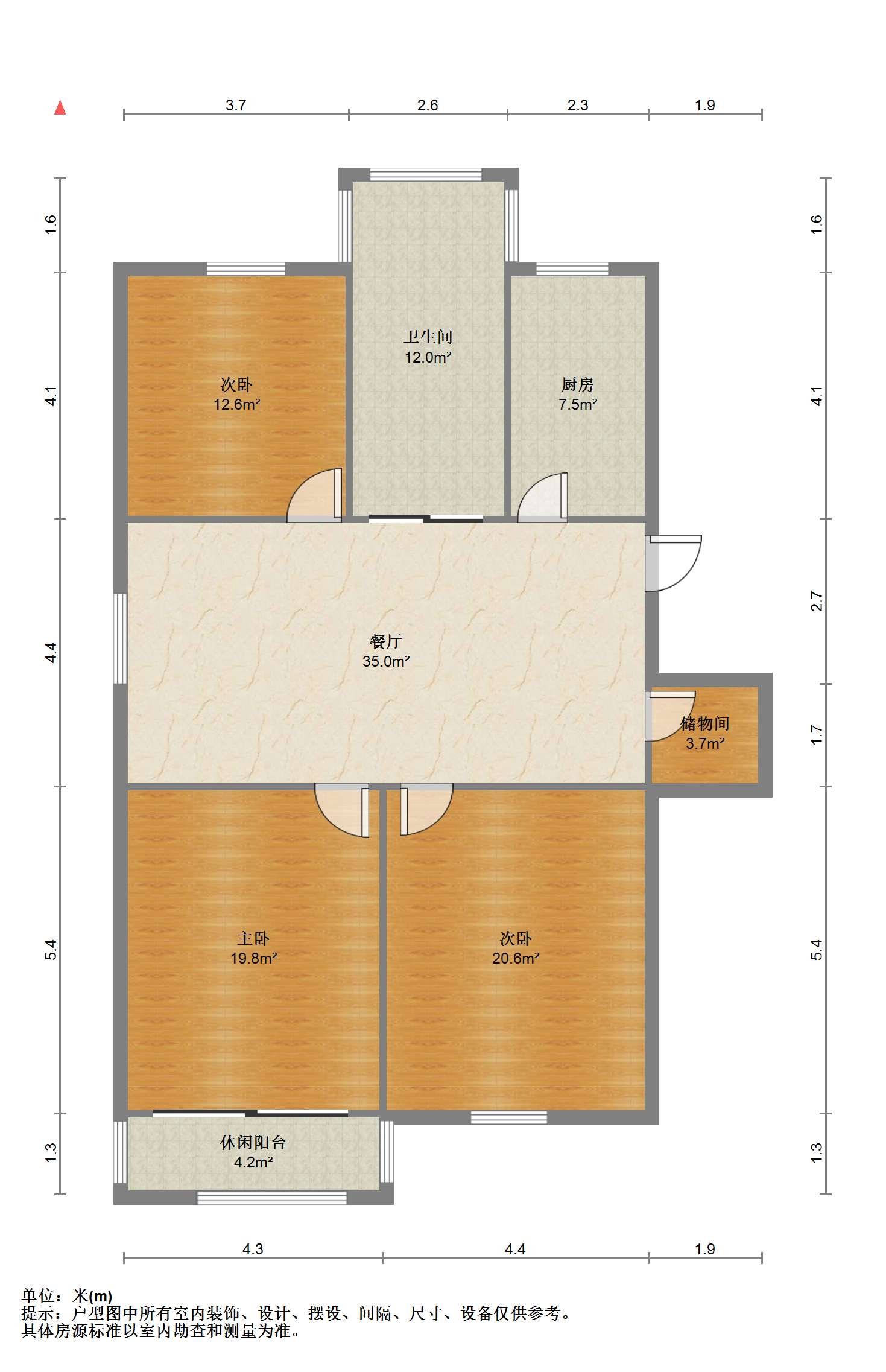 德民花苑东区 3室1厅1卫 88.7m&sup2;