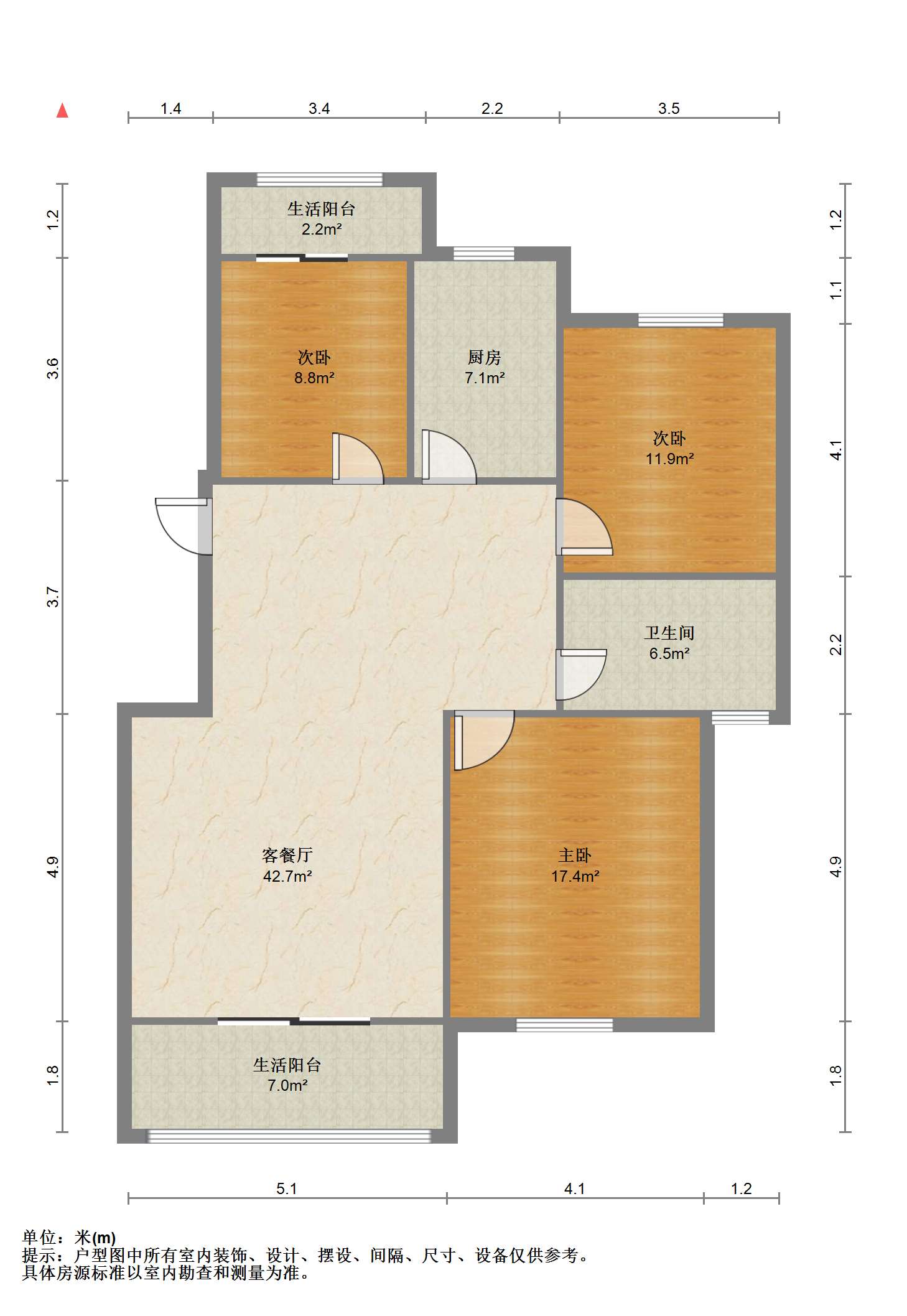 城市嘉苑 3室2厅1卫 115.05m&sup2;