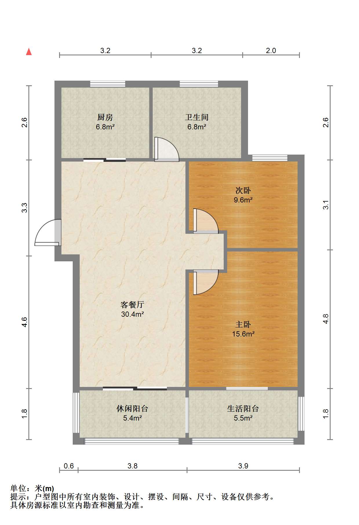 学田北苑 2室2厅1卫 89.78m&sup2;