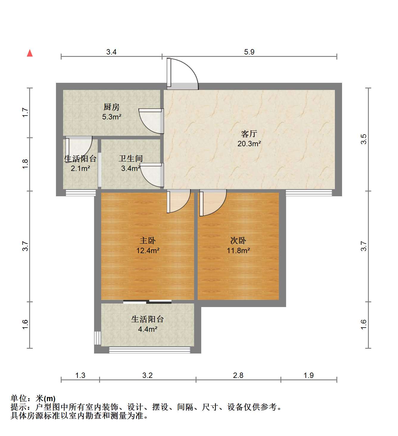惠泽苑 2室1厅1卫 86.41m&sup2;