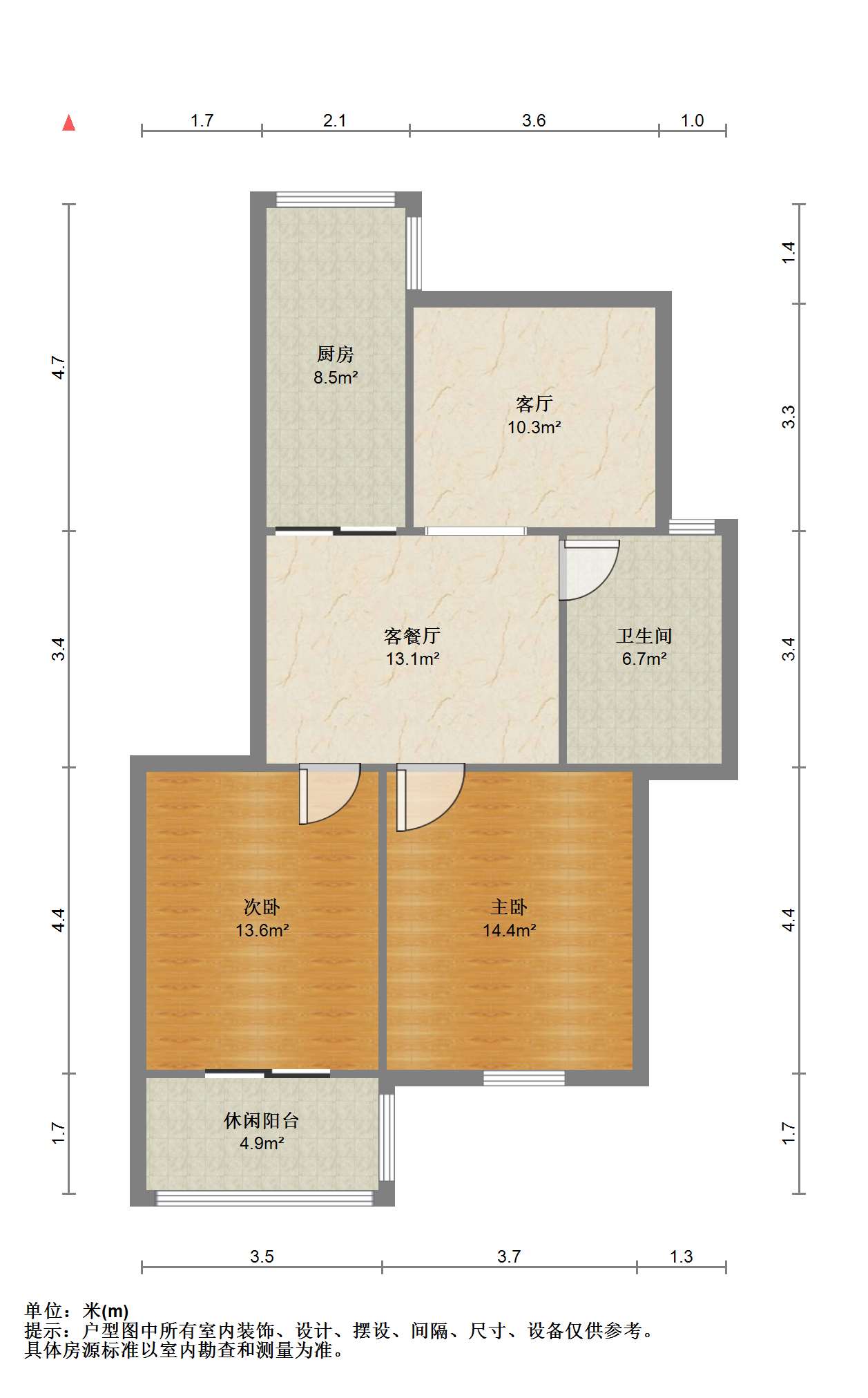 外滩北苑 2室2厅1卫 89.15m&sup2;