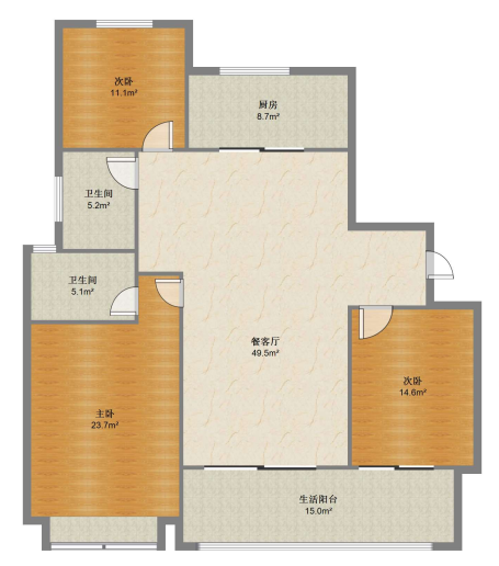中海翠湖溪岸 3室2厅2卫 122m&sup2;