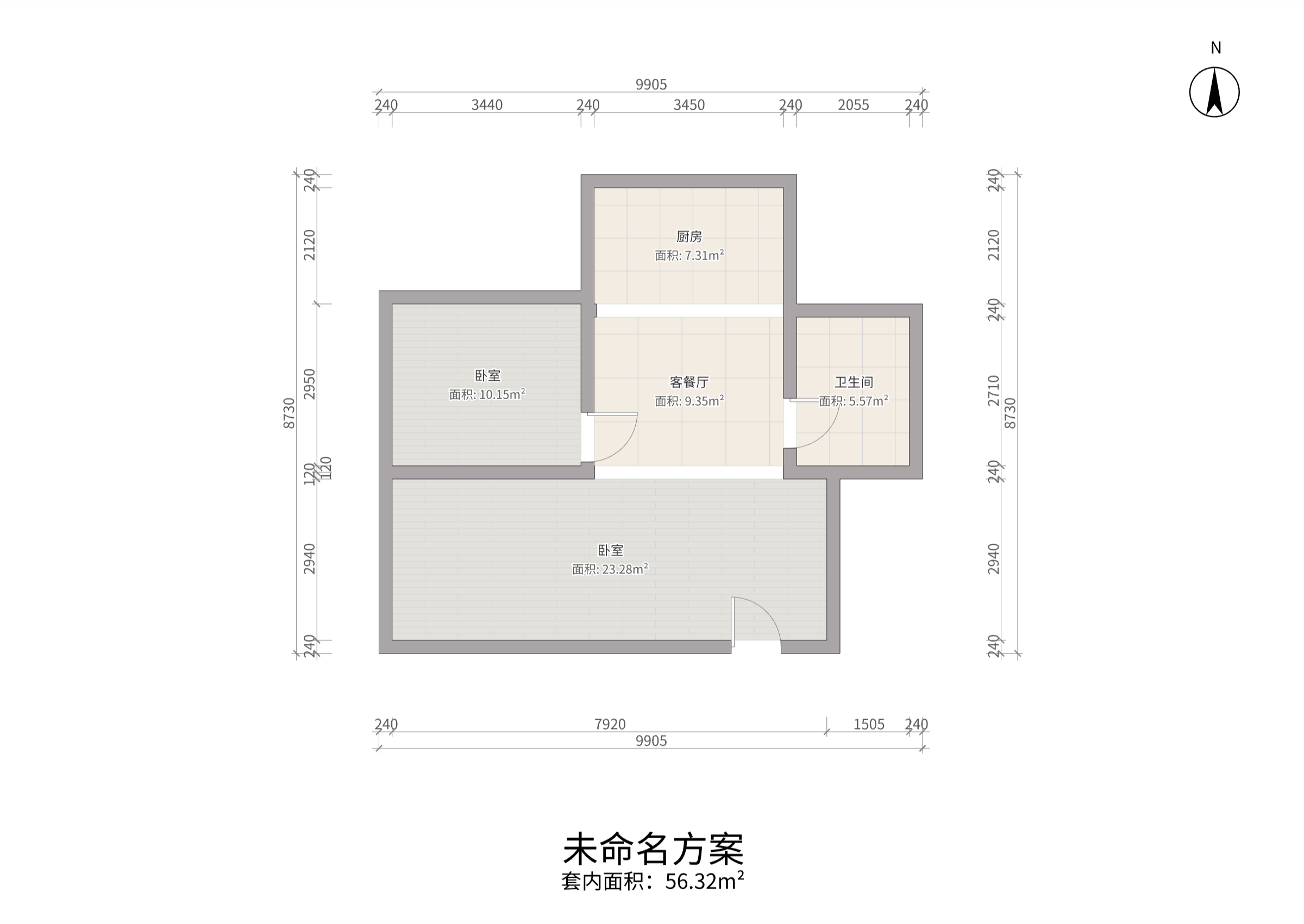 华强城一期 1室1厅1卫 80m&sup2;