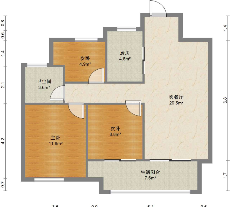 万科未来之光 3室2厅1卫 100.00m&sup2;
