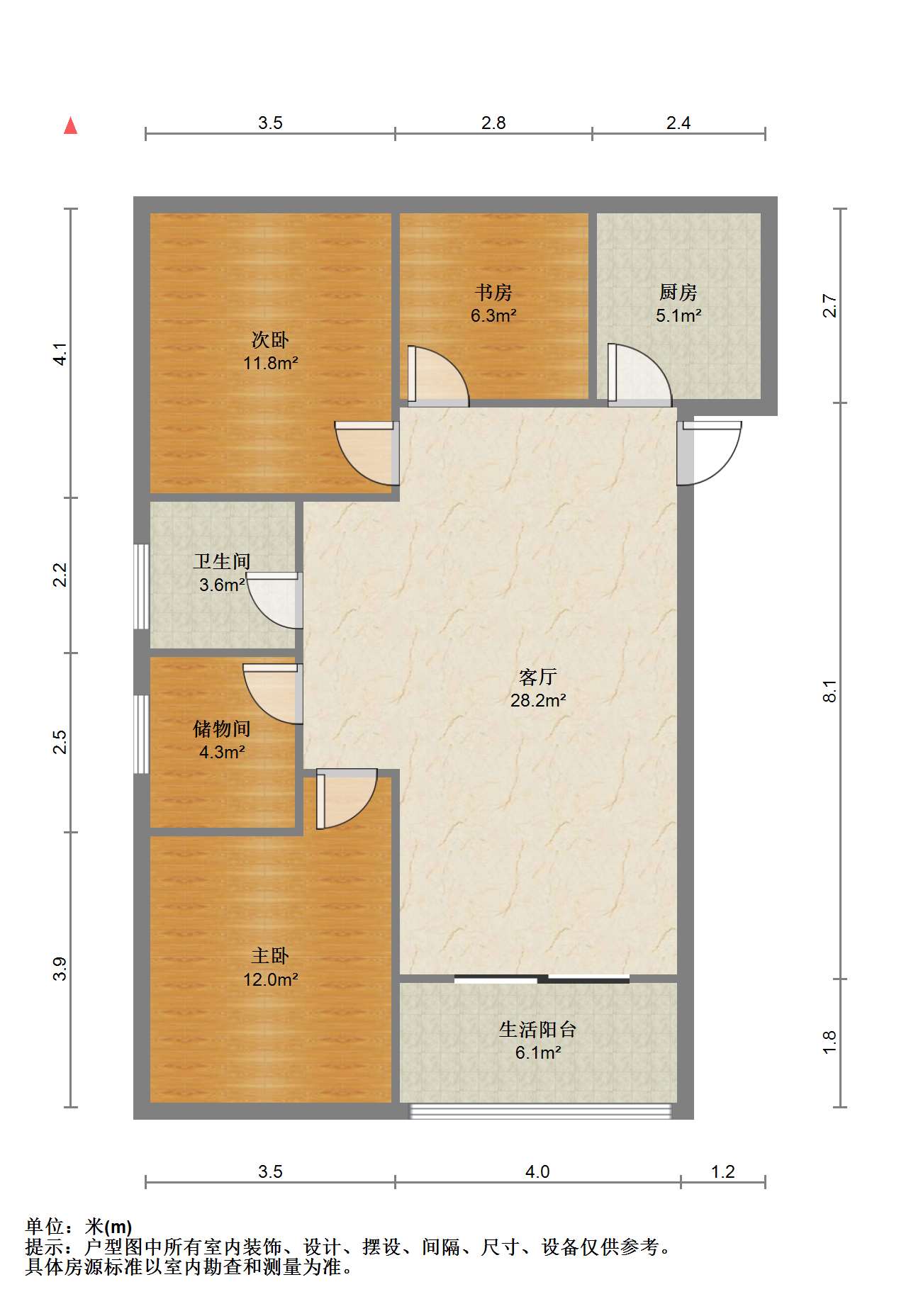 江景苑小区 3室2厅1卫 109.97m&sup2;