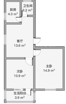 南园路19号大院 2室1厅1卫 62.62m&sup2;