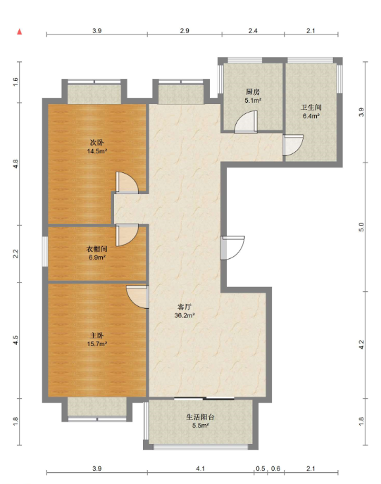 苏建花园城 2室1厅1卫 117.27m&sup2;