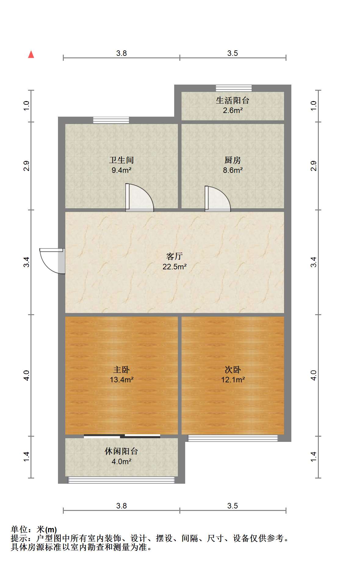 天一裕景苑 2室1厅1卫 90m&sup2;