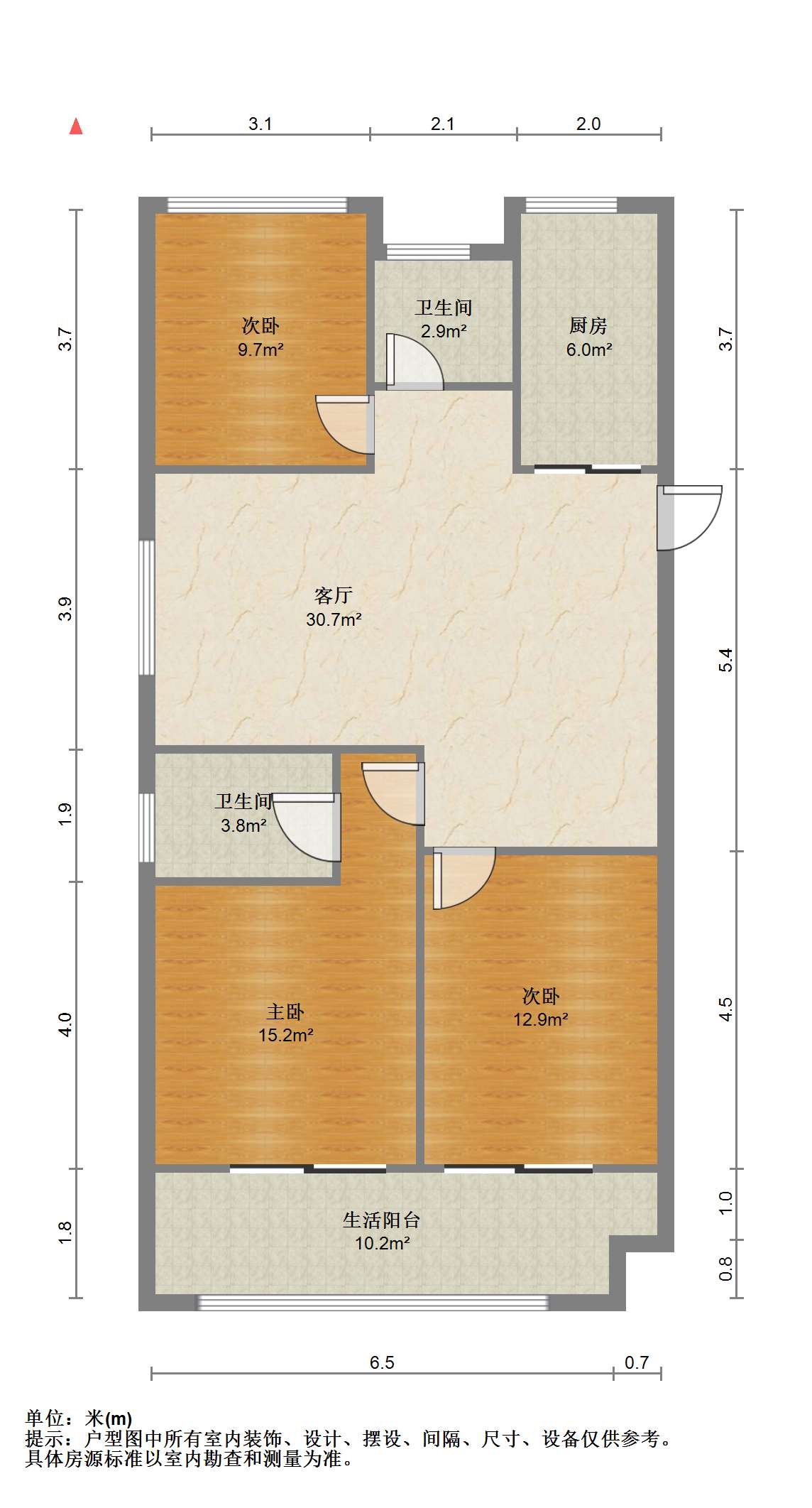 中创大都会 3室2厅2卫 114.07m&sup2;