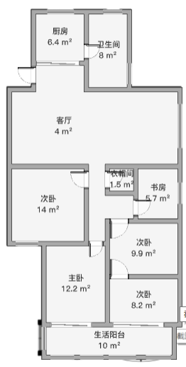 八仙花苑 3室2厅1卫 135m&sup2;