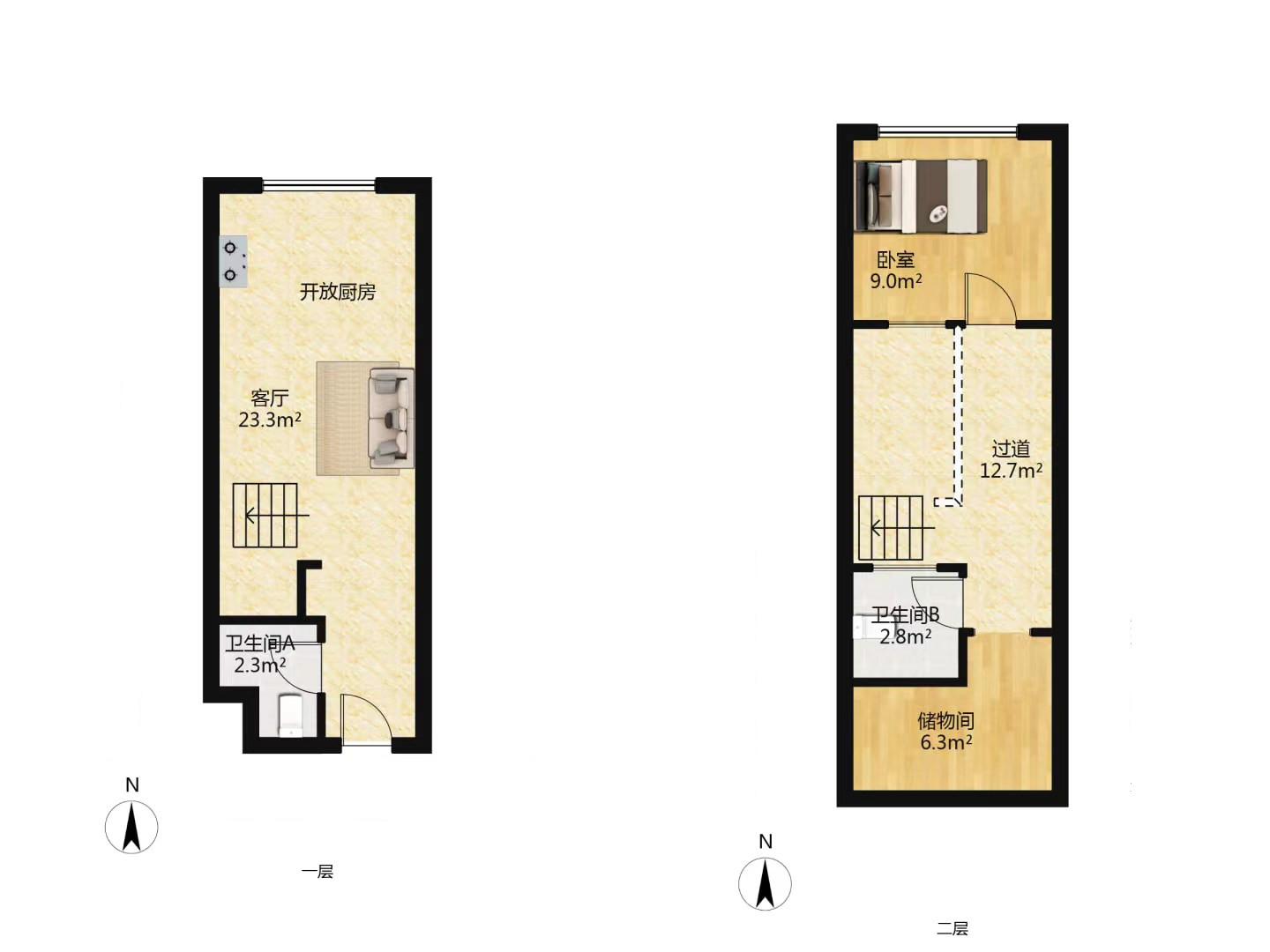 中南世纪城北区 2室2厅2卫 40.86m²