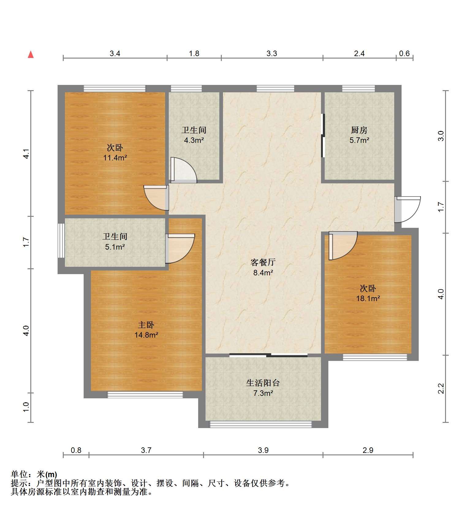南通雅居乐花园 3室2厅2卫 115.48m&sup2;