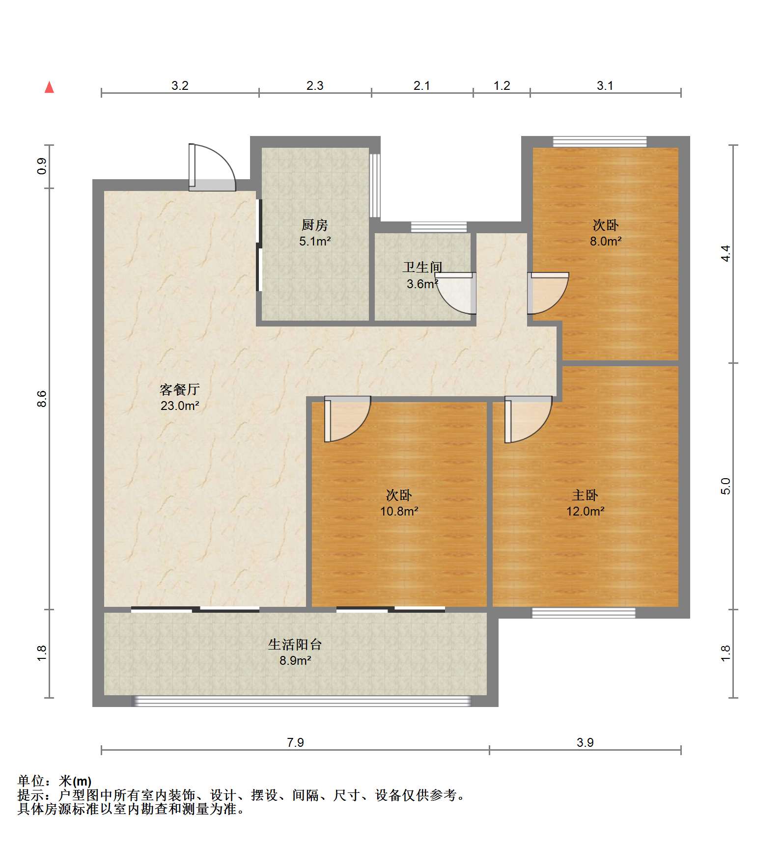 春风南岸东园 3室2厅1卫 95.94m&sup2;