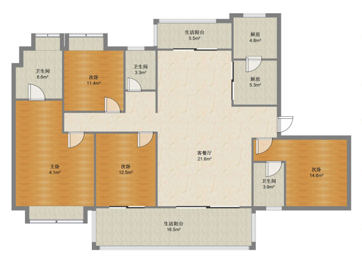 碧桂园时代悦城 4室2厅3卫 192.32m&sup2;