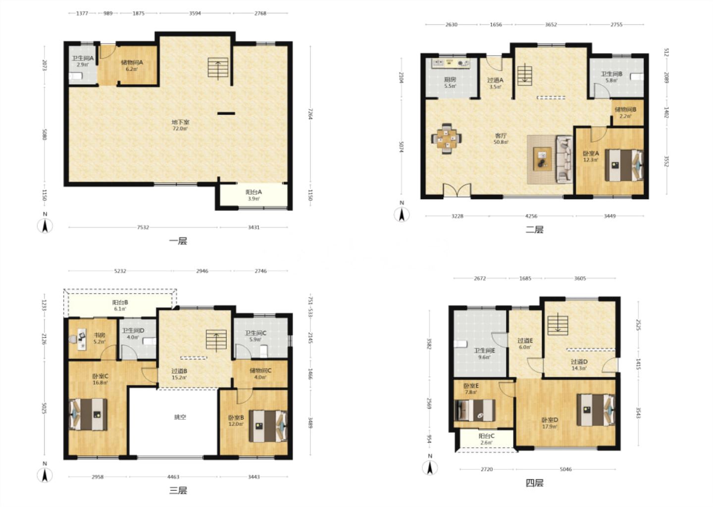 万濠山庄 5室2厅4卫 328.00m&sup2;