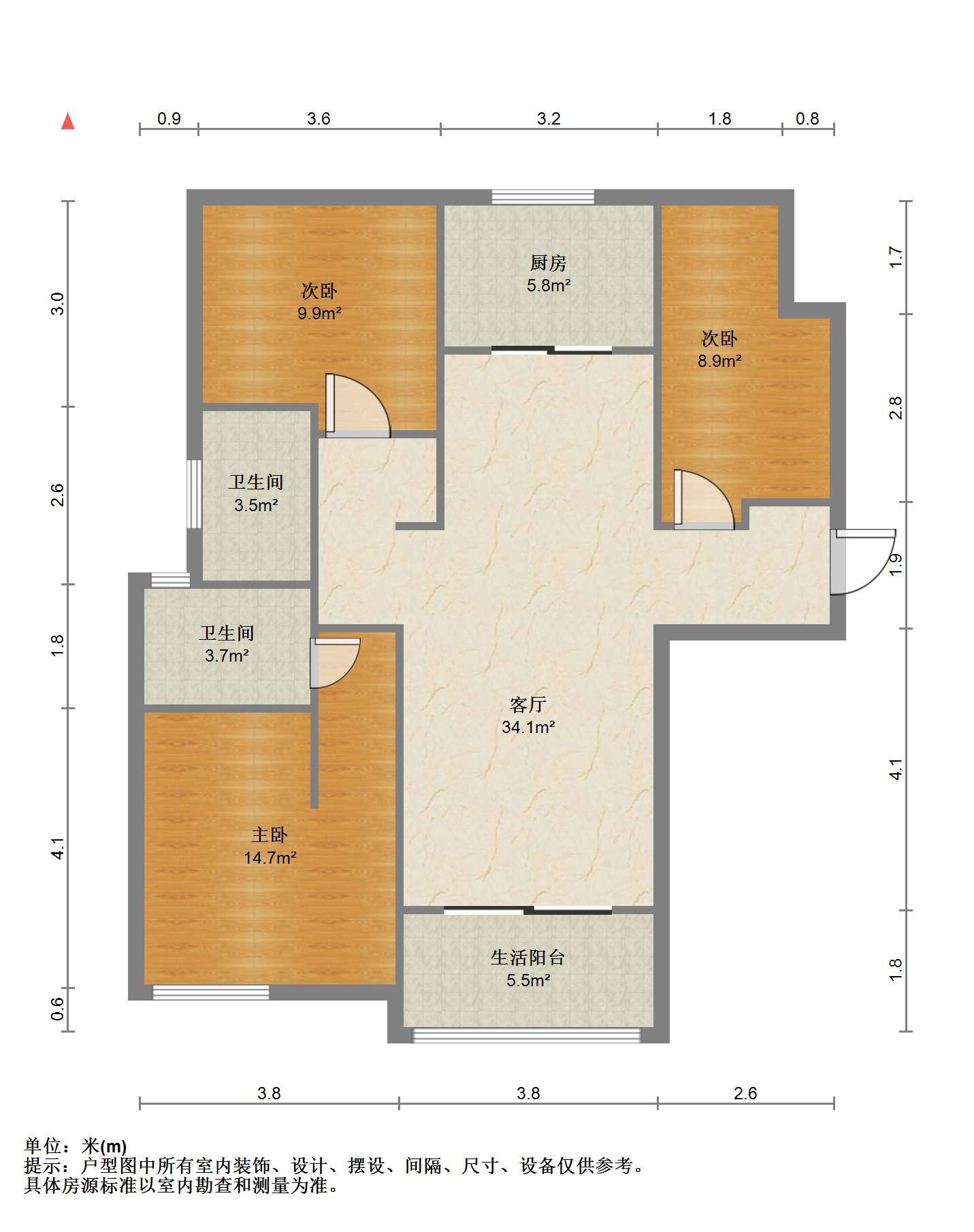 碧桂园(南通经济技术开发区) 3室2厅2卫 135m&sup2;