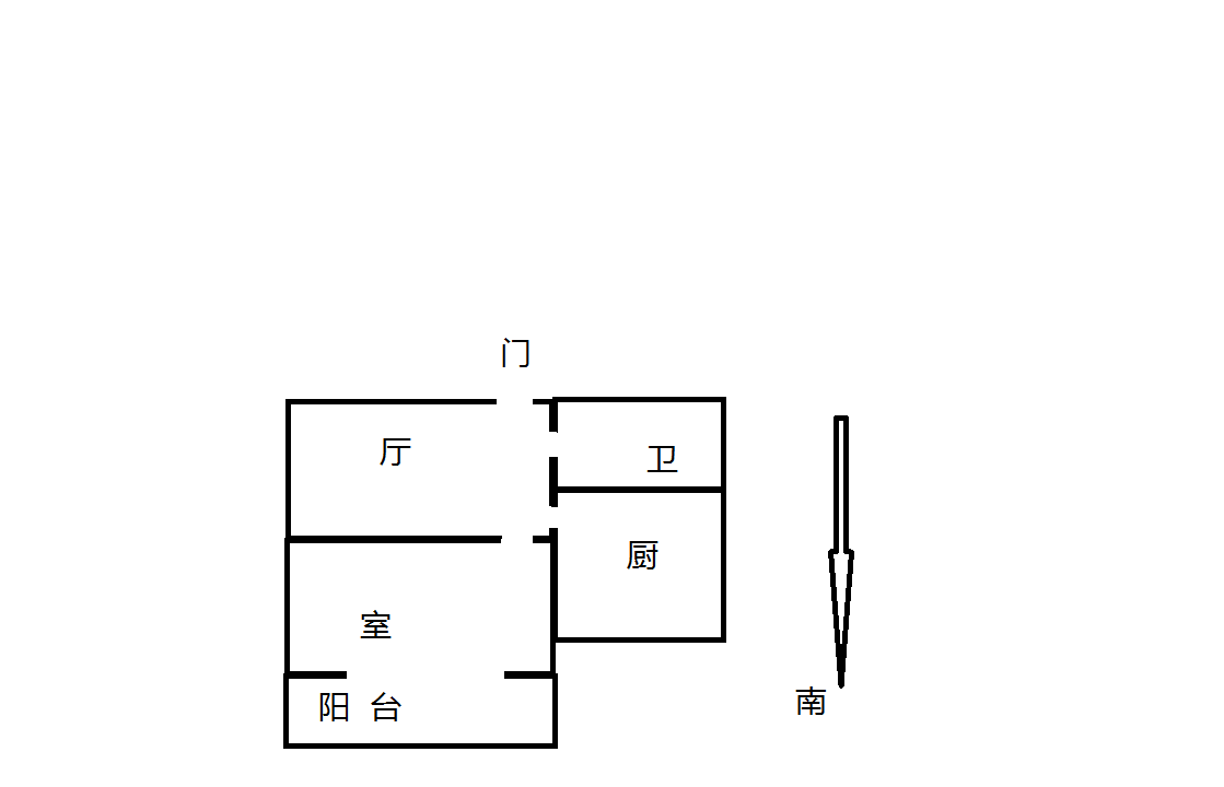 城港花苑西区 1室1厅1卫 44.07m&sup2;