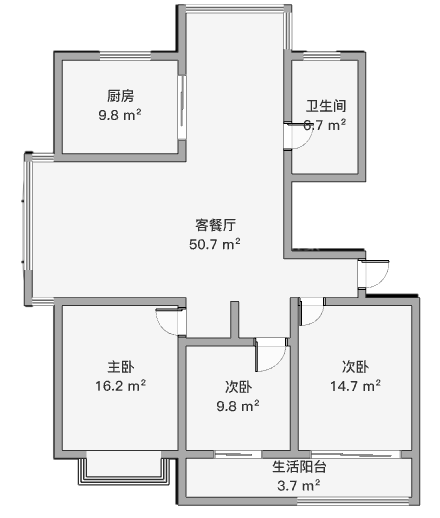 中天福邸 3室2厅1卫 135.7m&sup2;