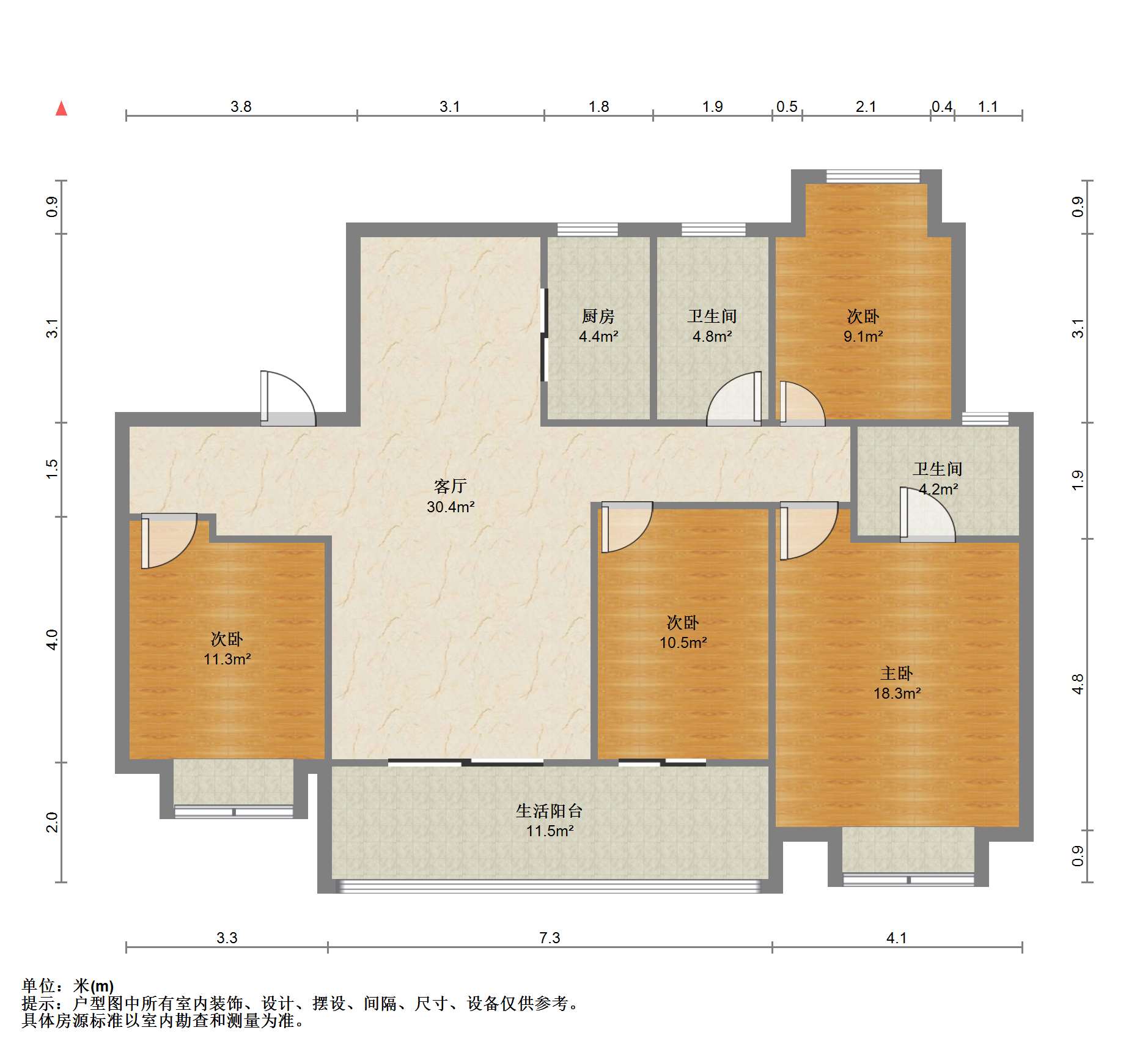 滨江道静园 4室2厅2卫 143.36m&sup2;