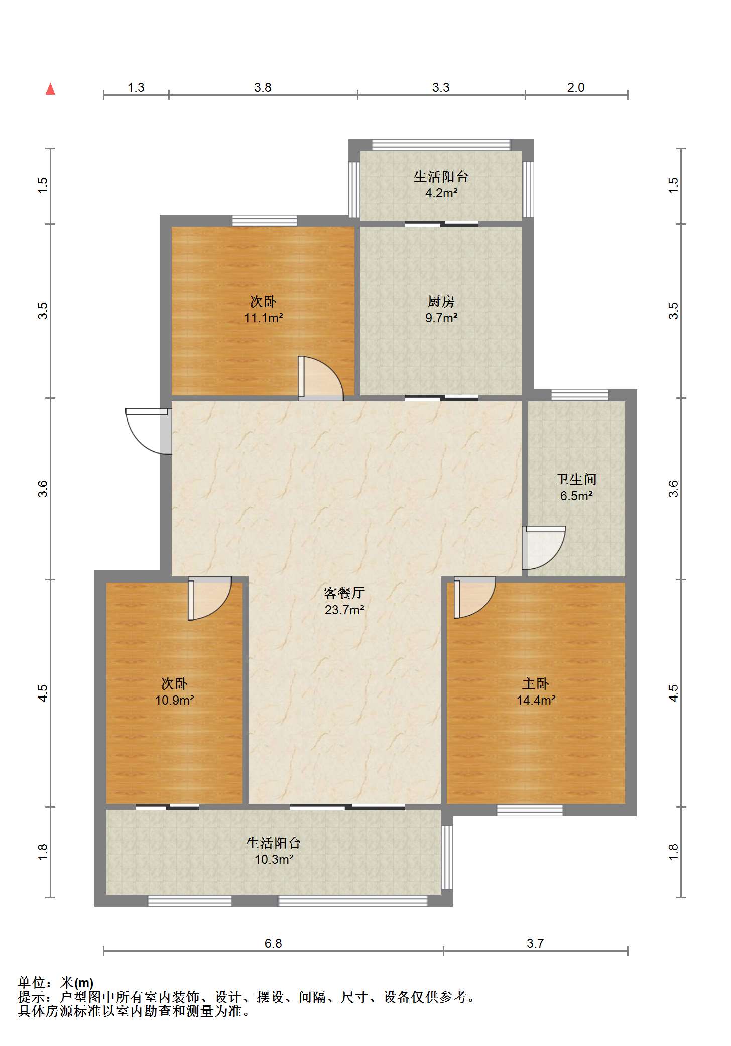书院坊 3室1厅1卫 124.12m&sup2;