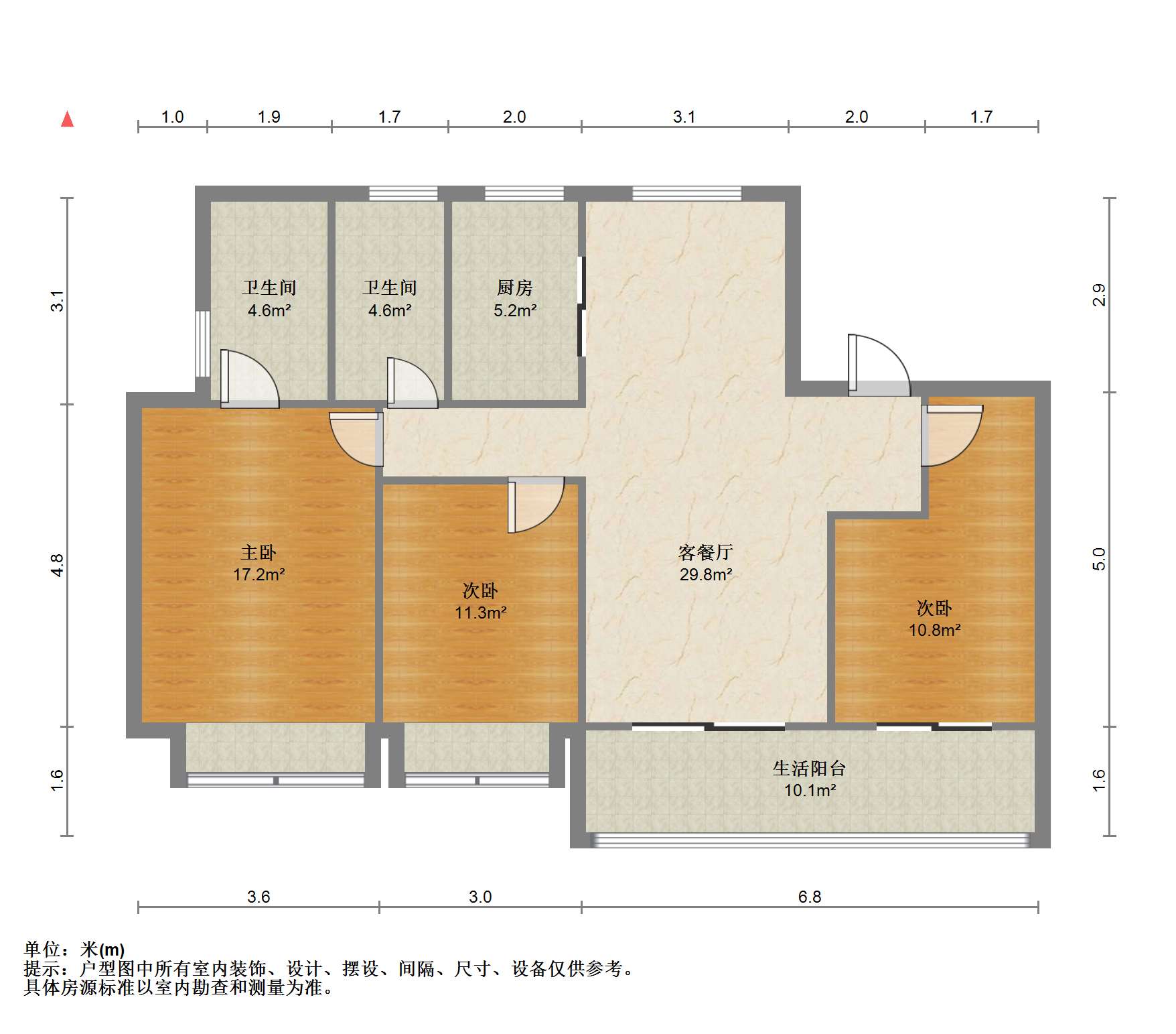 濠悦府 3室2厅2卫 122.63m&sup2;