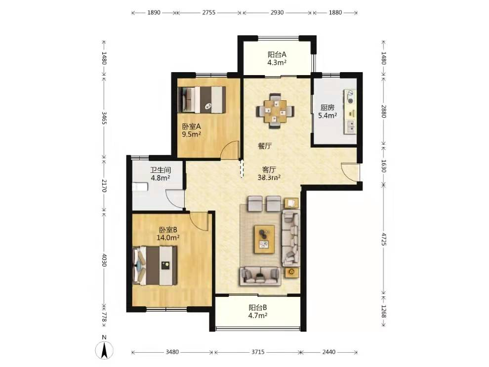 尚海湾 2室1厅1卫 104.39m&sup2;