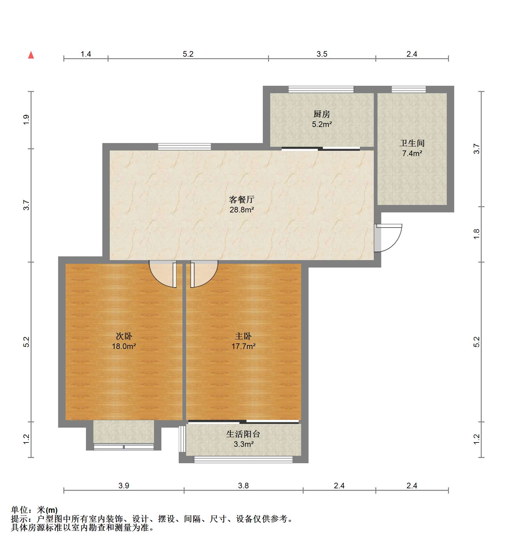 惠泽苑 2室1厅1卫 88m&sup2;