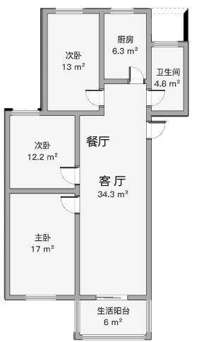 学士府 3室2厅1卫 123.12m&sup2;