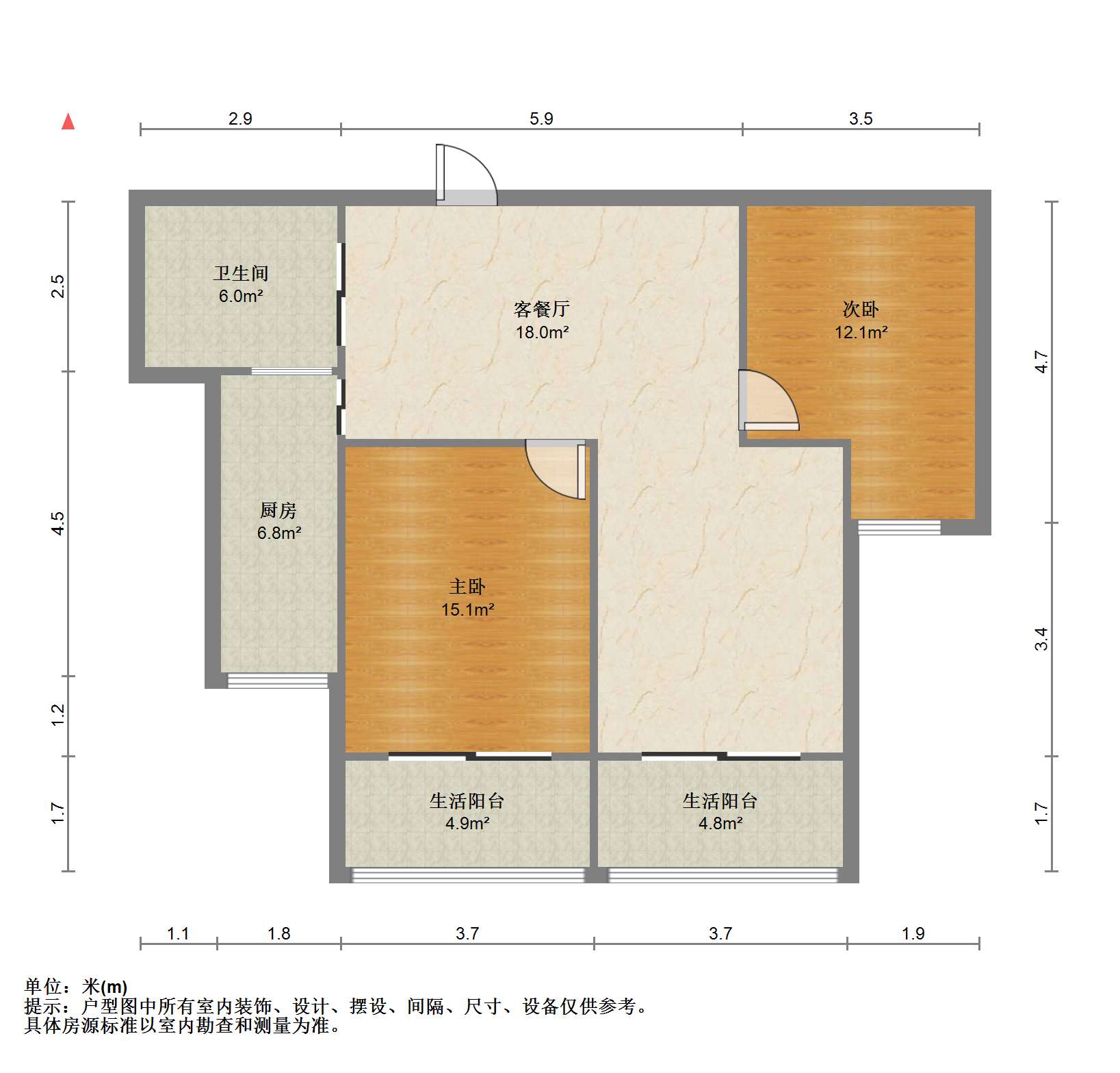 融悦华庭 2室2厅1卫 101.14m&sup2;