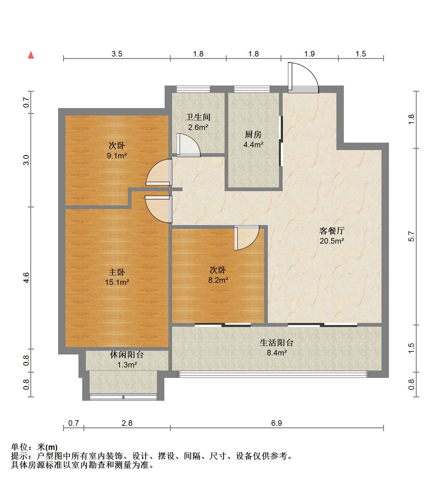 滨江道静园 3室2厅1卫 100.62m&sup2;