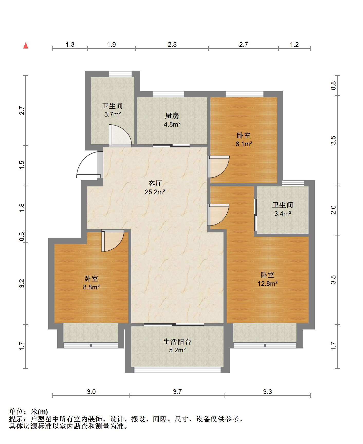 濠悦府 3室1厅1卫 94.78m&sup2;