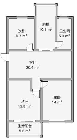 文峰花苑 3室2厅1卫 94.59m&sup2;