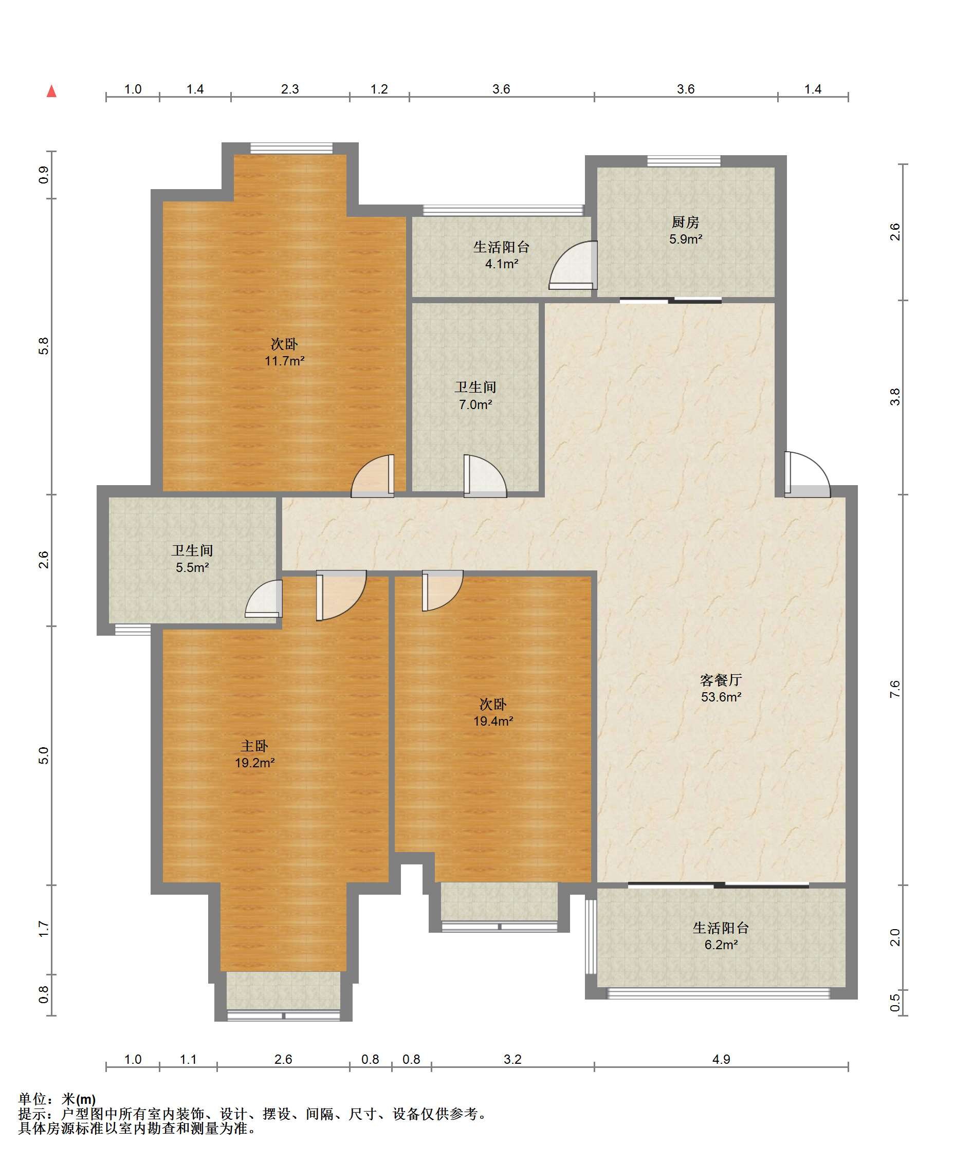 江海皇都私家花园 4室2厅2卫 147.6m&sup2;