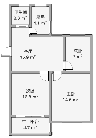 文峰新村 3室1厅1卫 80.78m&sup2;