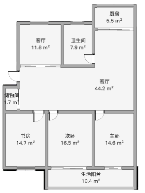 南川园东区 3室3厅1卫 147.03m&sup2;
