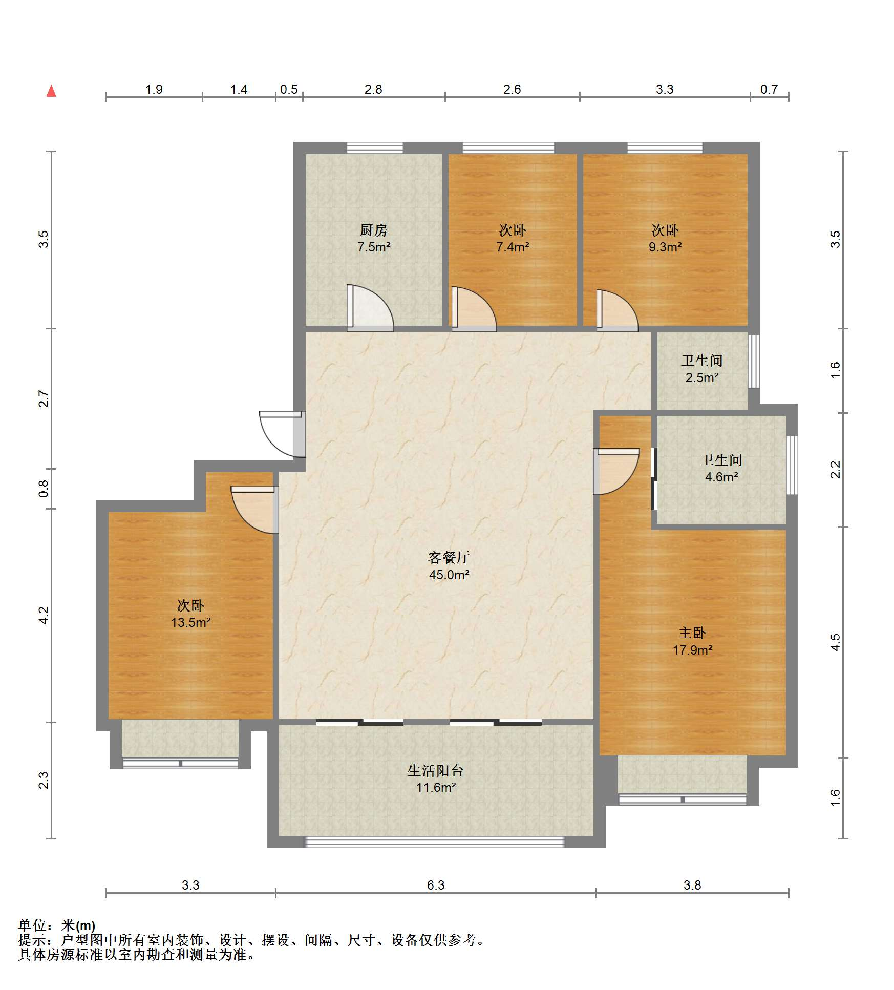 九玺台 3室1厅2卫 143.11m&sup2;