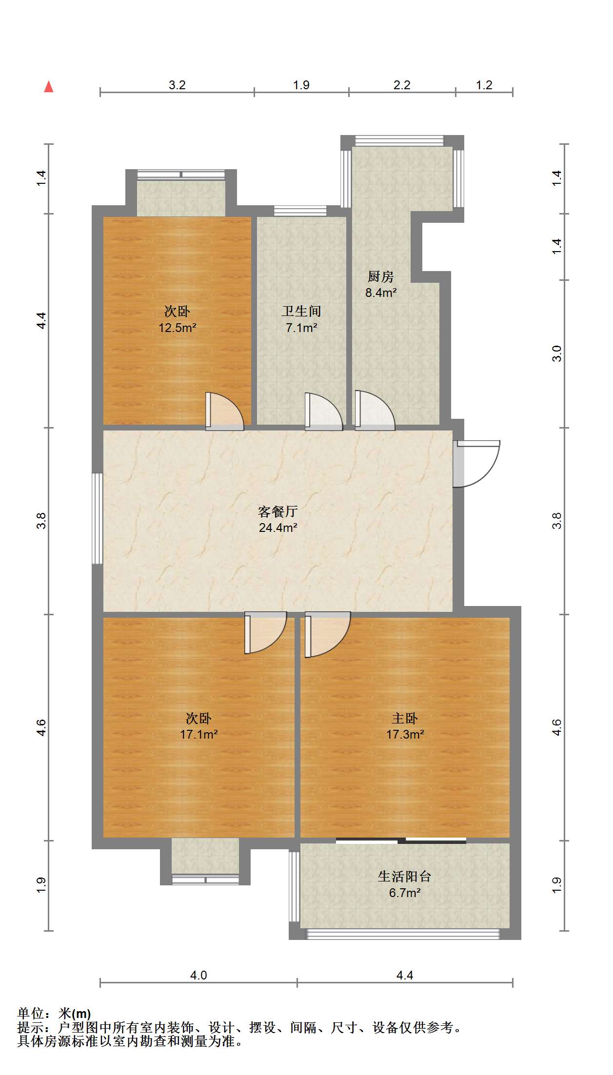 景河苑 3室2厅1卫 109.41m&sup2;