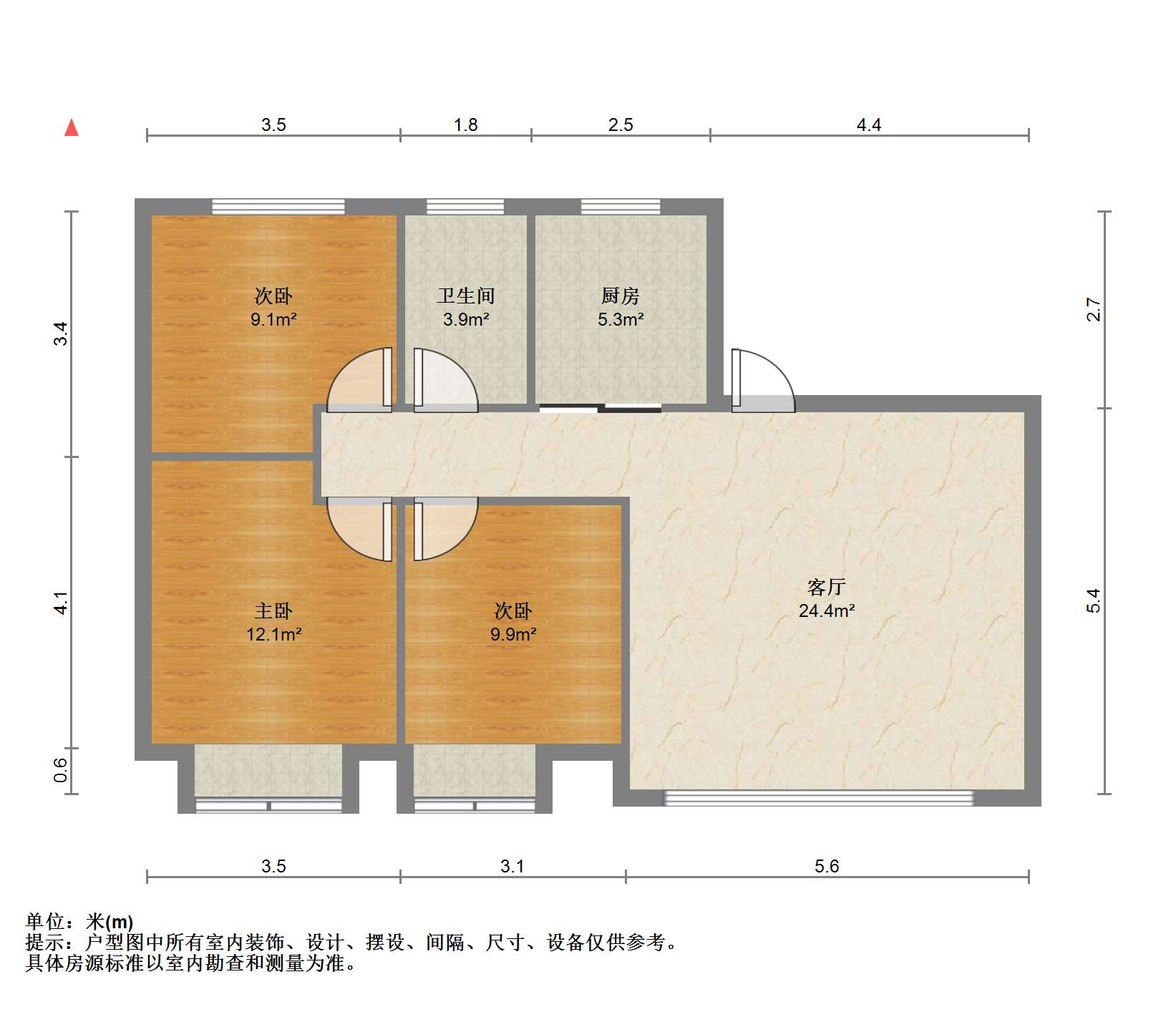 世茂九龙庭 3室2厅1卫 89.82m&sup2;